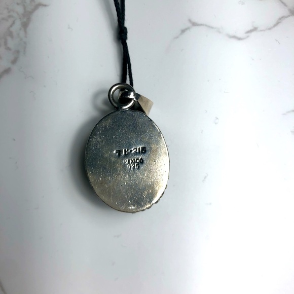 Vintage 925 Sterling Silver Chunky Turquoise Pendant Mexico - Picture 4 of 4